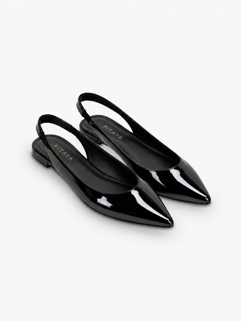 Patricia Slingback Ballerina - Shiny Black