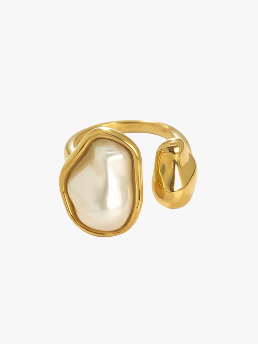 Ruby Pearl Ring - Gold Plated