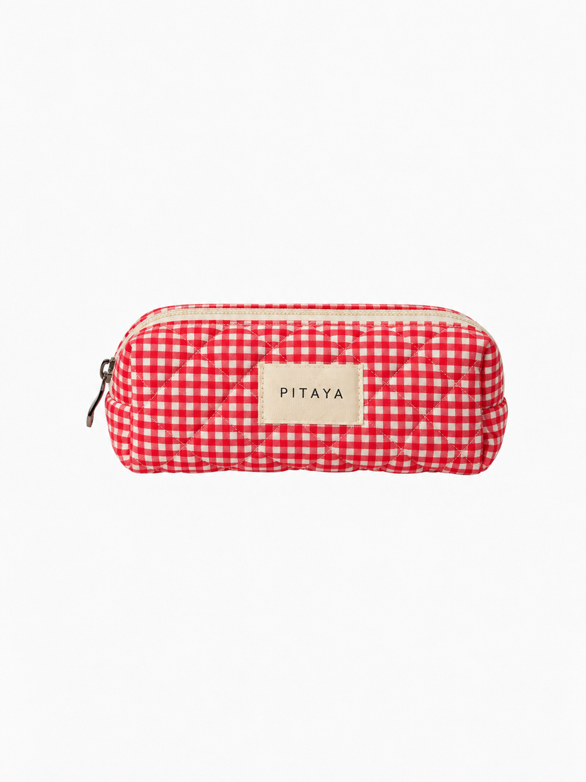 Small Makeup Bag - Red Check