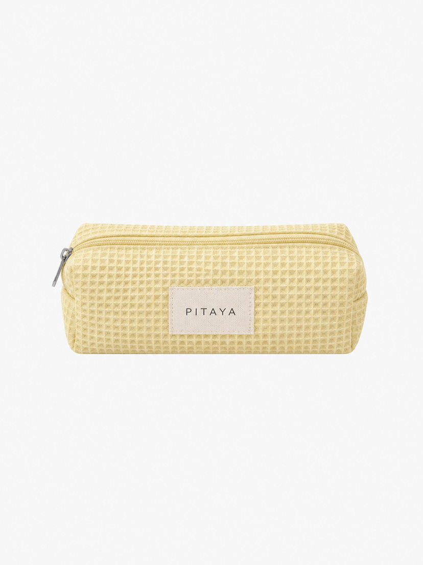 Small Waffle Makeup Bag - Light Yellow