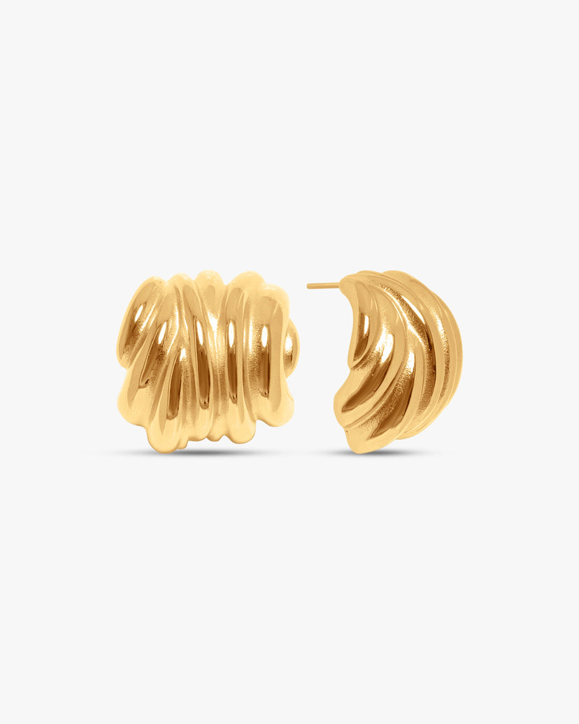 Tracy Big Square Earrings - Gold
