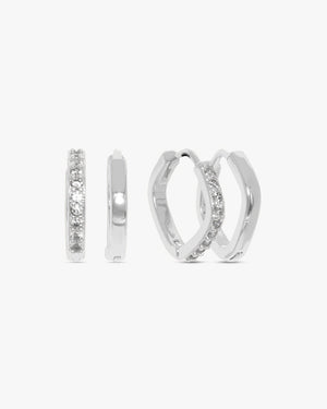 Amelia Square Earrings 2-pack - Silver Plated