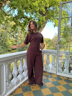 Riley Waisted Top - Dark Brown