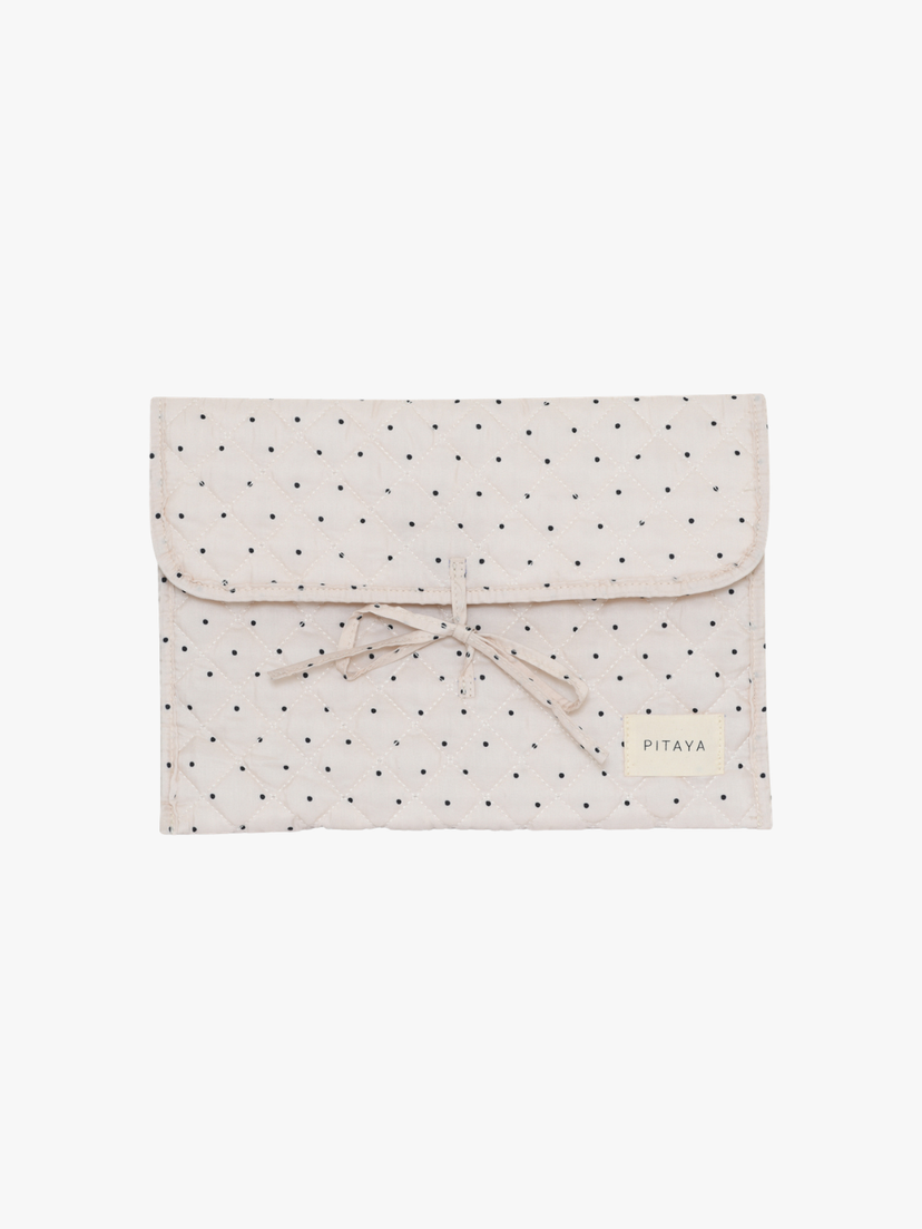 Mira Bow Computer Sleeve - Beige/Black Dots